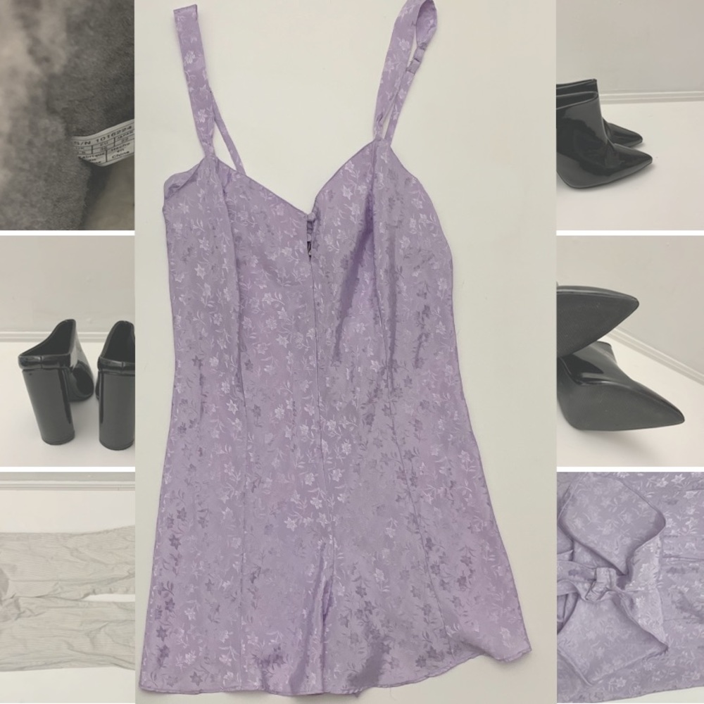 Purple silk short slip
